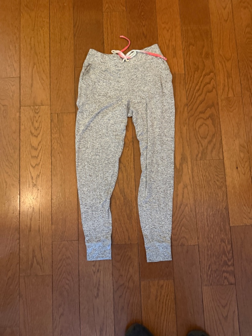 Kids Gray Marled Jogger Sweatpants with Pink Drawstring